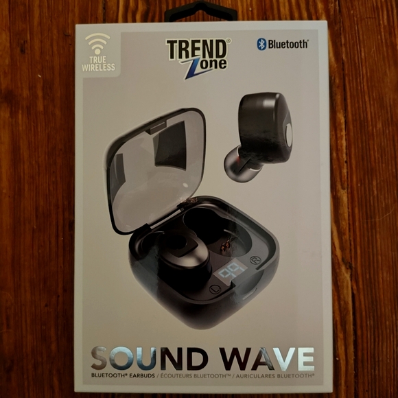 Trend Zone Sound Wave Wireless Earbuds,  Bluetooth 5.0, Black Micros USB -NEW - Picture 1 of 2